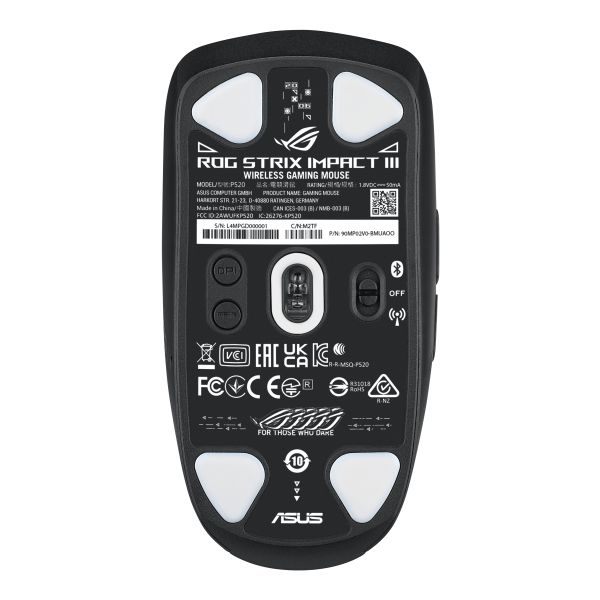 ASUS ROG Strix Impact III Wireless muis Gamen Ambidextrous RF-draadloos + Bluetooth Optisch 36000 DPI (90MP03D0-BMUA00)