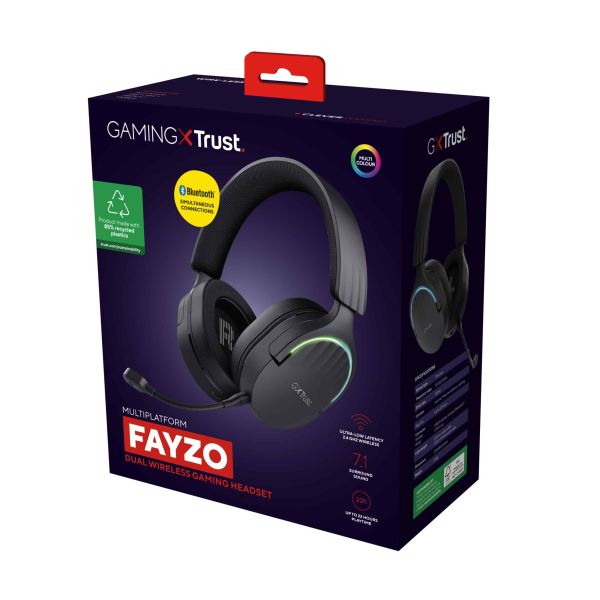 Trust GXT 491 Fayzo Headset Bedraad en draadloos Hoofdband Gamen USB Type-C Bluetooth Zwart (24901)