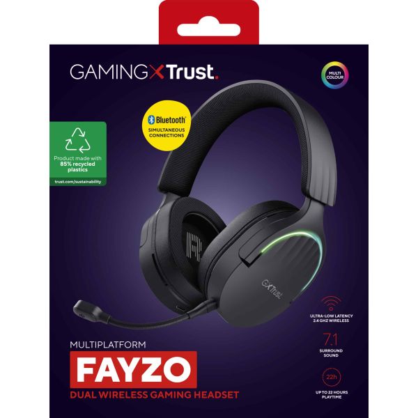 Trust GXT 491 Fayzo Headset Bedraad en draadloos Hoofdband Gamen USB Type-C Bluetooth Zwart (24901)