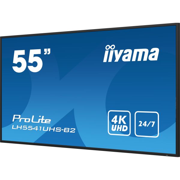 iiyama LH5541UHS-B2 beeldkrant Kiosk-ontwerp 138,7 cm (54.6") LCD 500 cd/m² 4K Ultra HD Zwart Type processor 24/7 (LH5541UHS-B2)