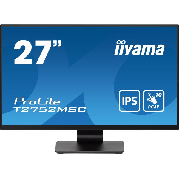 iiyama ProLite T2752MSC-B1 computer monitor 68,6 cm (27") 1920 x 1080 Pixels Full HD LED Touchscreen Zwart (T2752MSC-B1) iiyama ProLite T2752MSC-B1 computer monitor 68,6 cm (27") 1920 x 1080 Pixels Full HD LED Touchscreen Zwart (T2752MSC-B1)