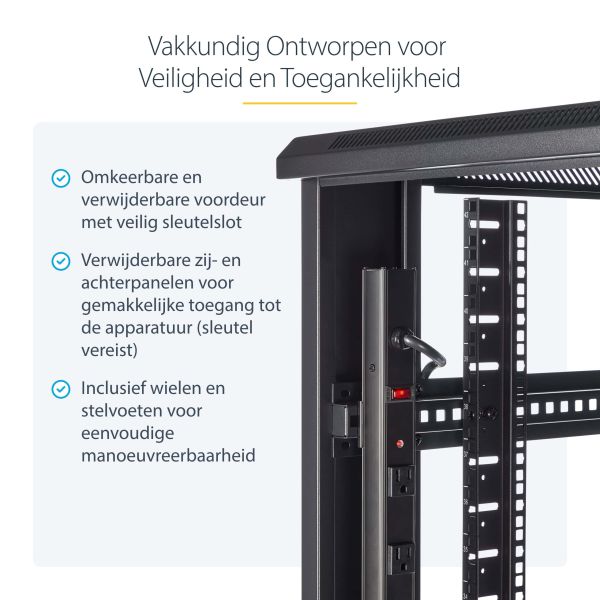 StarTech.com 42U Enterprise-Grade Server Rack Cabinet, 19in Vergrendelbare 4-Post Patchkast met 91cm Montagediepte en 900kg Draagkracht (RK4236BKB) 1/7 StarTech.com 42U Enterprise-Grade Server Rack Cabinet, 19in Vergrendelbare 4-Post Patchkast met 91cm Montagediepte en 900kg Draagkracht (RK4236BKB)