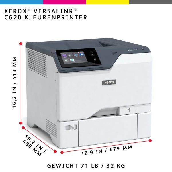 Xerox VersaLink C620 A4 50 ppm tosidig skriver PS3 PCL5e/6 2 skuffer 650 ark (C620V_DN)