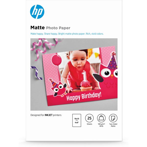 HP mat fotopapier - 25 vellen/10 x 15 cm (7HF70A)