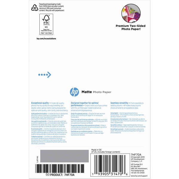 HP mat fotopapier - 25 vellen/10 x 15 cm (7HF70A)
