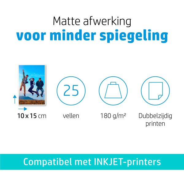 HP mat fotopapier - 25 vellen/10 x 15 cm (7HF70A)