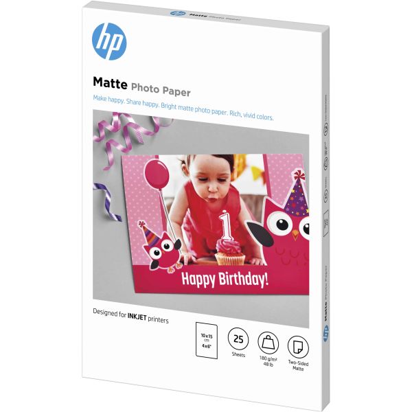 HP mat fotopapier - 25 vellen/10 x 15 cm (7HF70A)