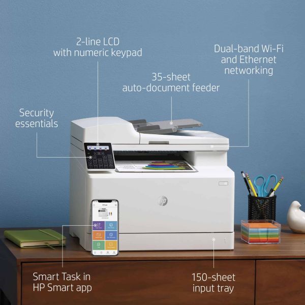 HP Color LaserJet Pro MFP M183fw, Printen, kopiëren, scannen, faxen, Automatische documentinvoer voor 35 vel; Energiezuinig; Optimale beveiliging; Dual-band Wi-Fi (7KW56A)