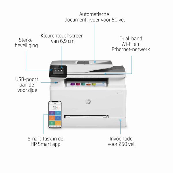 HP Color LaserJet Pro MFP M282nw, Printen, kopiëren, scannen, Printen via USB-poort aan voorzijde; Scannen naar e-mail; ADF voor 50 vel ongekruld (7KW72A)