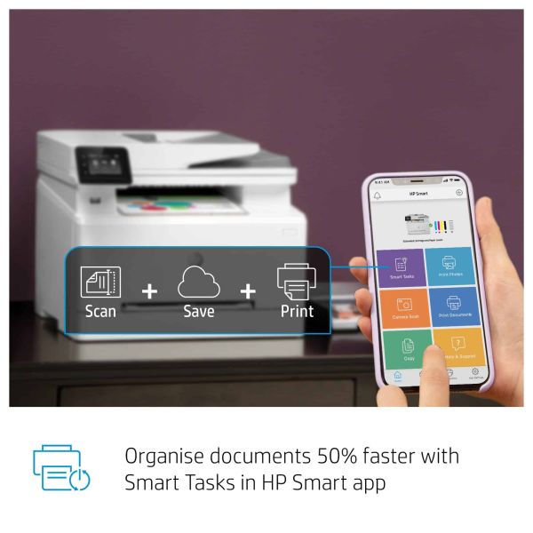 HP Color LaserJet Pro MFP M282nw, Printen, kopiëren, scannen, Printen via USB-poort aan voorzijde; Scannen naar e-mail; ADF voor 50 vel ongekruld (7KW72A)