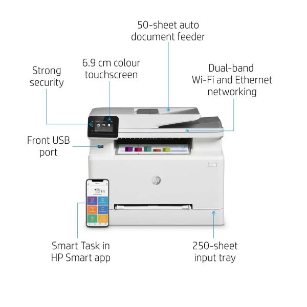 HP Color LaserJet Pro MFP M282nw, Printen, kopiëren, scannen, Printen via USB-poort aan voorzijde; Scannen naar e-mail; ADF voor 50 vel ongekruld (7KW72A)