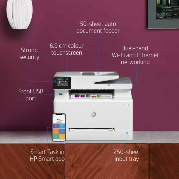 HP Color LaserJet Pro MFP M282nw, Printen, kopiëren, scannen, Printen via USB-poort aan voorzijde; Scannen naar e-mail; ADF voor 50 vel ongekruld (7KW72A)