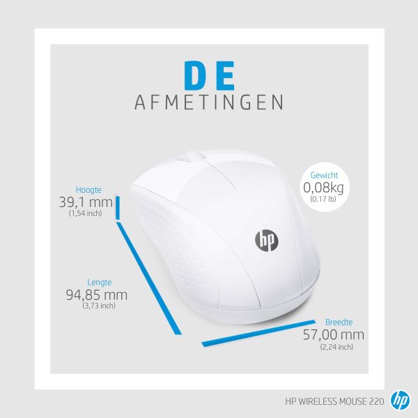 HP draadloze muis 220 (sneeuwwit) (7KX12AA#ABB)
