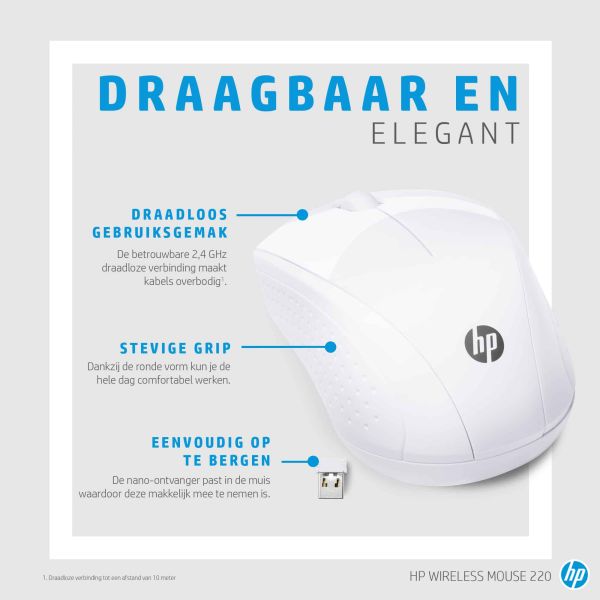 HP draadloze muis 220 (sneeuwwit) (7KX12AA#ABB)