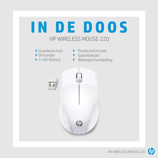 HP draadloze muis 220 (sneeuwwit) (7KX12AA#ABB)