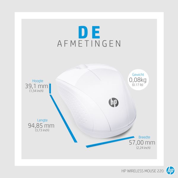 HP draadloze muis 220 (sneeuwwit) (7KX12AA#ABB)