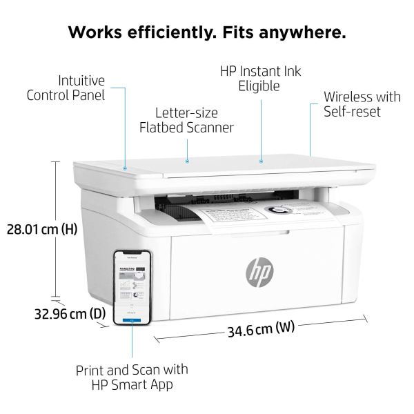 HP LaserJet MFP M140w printer, Zwart-wit, Printer voor Kleine kantoren, Printen, kopiëren, scannen, Scannen naar e-mail; Scannen naar pdf; Compact formaat (7MD72F)