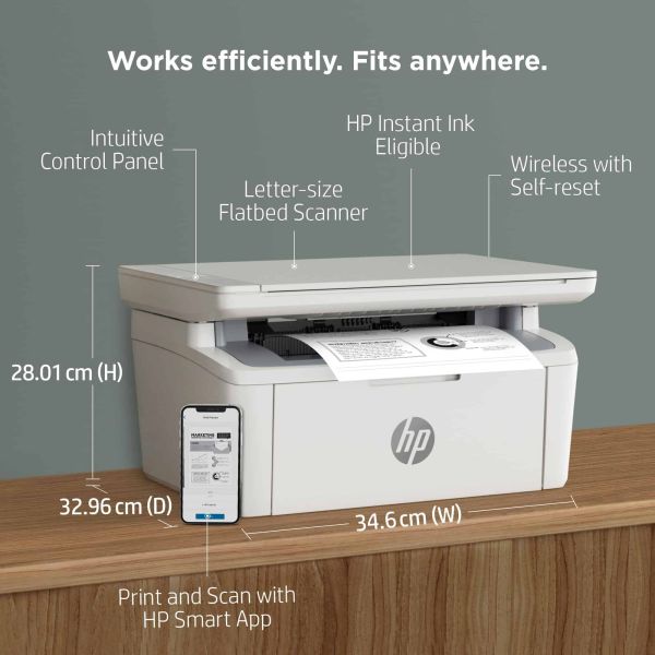 HP LaserJet MFP M140w printer, Zwart-wit, Printer voor Kleine kantoren, Printen, kopiëren, scannen, Scannen naar e-mail; Scannen naar pdf; Compact formaat (7MD72F)