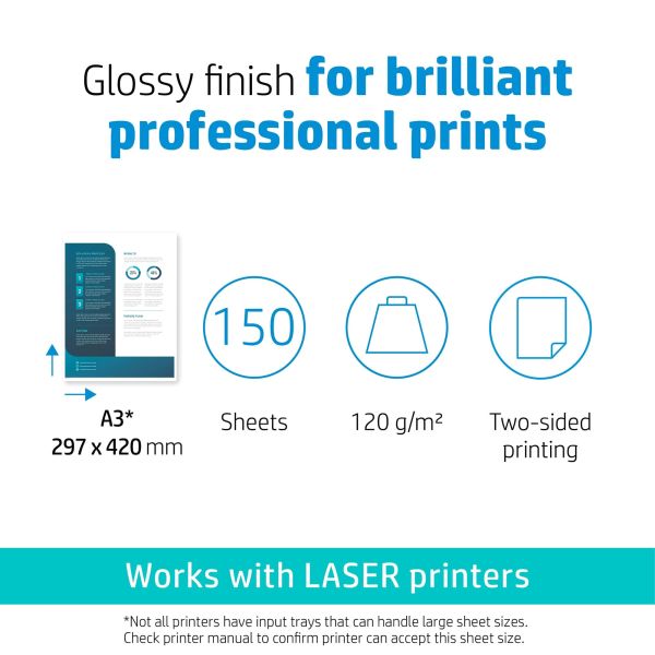 HP Everyday Business Paper, Glossy, 120 g/m2, A3 (297 x 420 mm), 150 sheets (7MV81A)