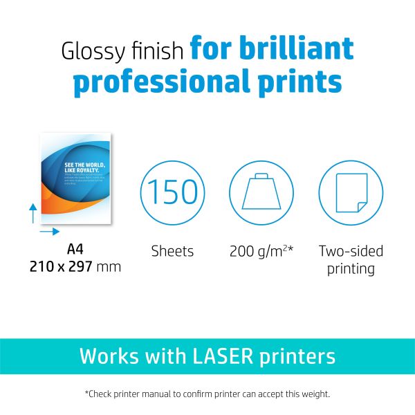HP Professional Business Paper, Glossy, 200 g/m2, A4 (210 x 297 mm), 150 sheets (7MV83A)