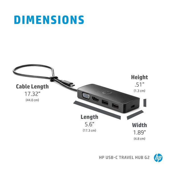 HP USB-C Travel Hub G2 USB 3.2 Gen 1 (3.1 Gen 1) Type-C (7PJ38AA)