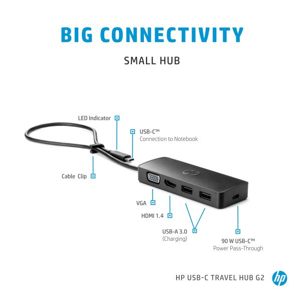 HP USB-C Travel Hub G2 USB 3.2 Gen 1 (3.1 Gen 1) Type-C (7PJ38AA)