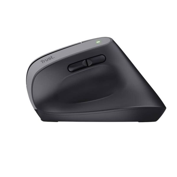 Trust Bayo+ Ergonomische draadloze muis voor meerdere apparaten – ergonomische muis – draadloze muis – RF+ Bluetooth – Zwart (25146)