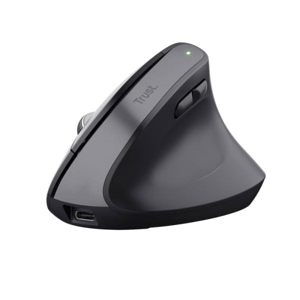 Trust Bayo+ Ergonomische draadloze muis voor meerdere apparaten – ergonomische muis – draadloze muis – RF+ Bluetooth – Zwart (25146)