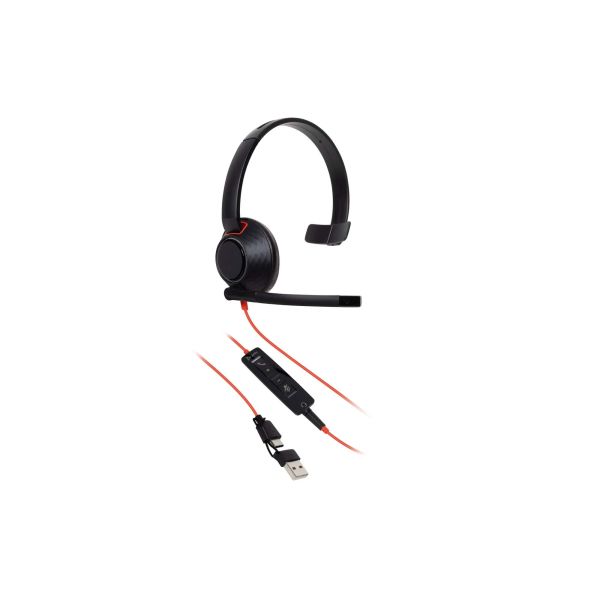 HP Poly Blackwire 5210 mono USB-C-headset + 3,5 mm stekker + USB-C/A-adapter (8X230AA) HP Poly Blackwire 5210 mono USB-C-headset + 3,5 mm stekker + USB-C/A-adapter