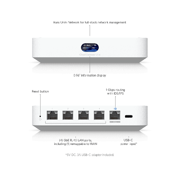 Ubiquiti UniFi Cloud Gateway Ultra (1xWAN/4xLAN) UCG-ULTRA Powerful and compact multi-WAN UniFi Cloud Gateway (UCG-ULTRA)