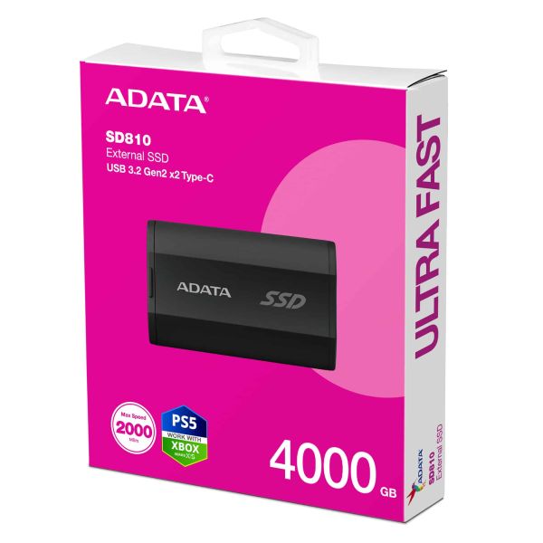 ADATA SD810 4 TB USB Type-C USB 3.2 Gen 2x2 Zwart (SD810-4000G-CBK)