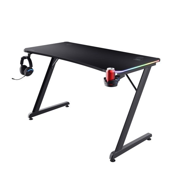 Trust GXT709 LUMINUS RGB DESK (25184) Trust GXT 709 Luminus Gaming Bureau - Gaming bureau – Geïntegreerde RGB-verlichting – Maximale belasting 150 kg – Zwart (25184)