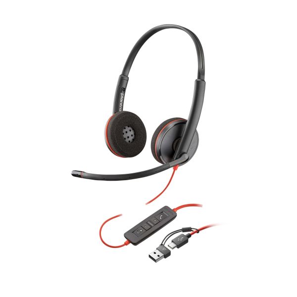 HP Poly Blackwire 3220 Stereo USB-C Headset + USB-C/A adapter (8X228AA)