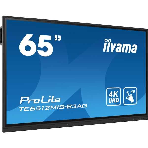 iiyama TE6512MIS-B3AG beeldkrant Kiosk-ontwerp 165,1 cm (65") LCD Wifi 400 cd/m² 4K Ultra HD Zwart Touchscreen Type processor Android 11 24/7 (TE6512MIS-B3AG)