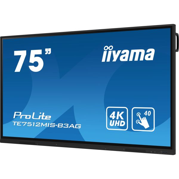 iiyama TE7512MIS-B3AG beeldkrant Kiosk-ontwerp 190,5 cm (75") LCD Wifi 400 cd/m² 4K Ultra HD Zwart Touchscreen Type processor Android 11 24/7 (TE7512MIS-B3AG)