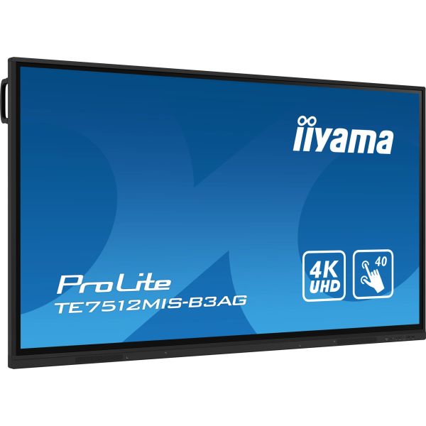 iiyama TE7512MIS-B3AG beeldkrant Kiosk-ontwerp 190,5 cm (75") LCD Wifi 400 cd/m² 4K Ultra HD Zwart Touchscreen Type processor Android 11 24/7 (TE7512MIS-B3AG)