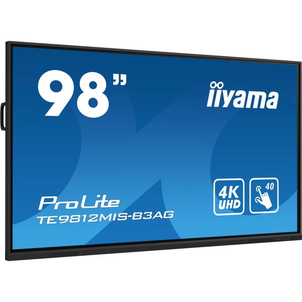 iiyama TE9812MIS-B3AG beeldkrant Kiosk-ontwerp 2,49 m (98") LCD Wifi 400 cd/m² 4K Ultra HD Zwart Touchscreen Type processor Android 11 24/7 (TE9812MIS-B3AG)