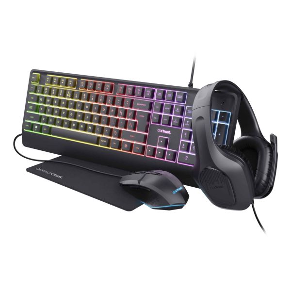 Trust GXT 792 Quadrox toetsenbord Inclusief muis Gamen USB QWERTY Belgisch Zwart (25409) Trust GXT 792 Quadrox toetsenbord Inclusief muis Gamen USB QWERTY Belgisch Zwart (25409)