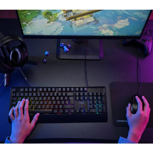 Trust GXT 792 Quadrox toetsenbord Inclusief muis Gamen USB QWERTY Belgisch Zwart (25409)