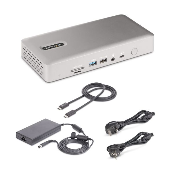 StarTech.com Universeel USB4 &amp; Thunderbolt 4 Docking Station, Quad Display op Windows, Dual Display op MacBook, HDMI DP Dock met 100W Laptop Charging (132UE-TB4USB4DOCK)