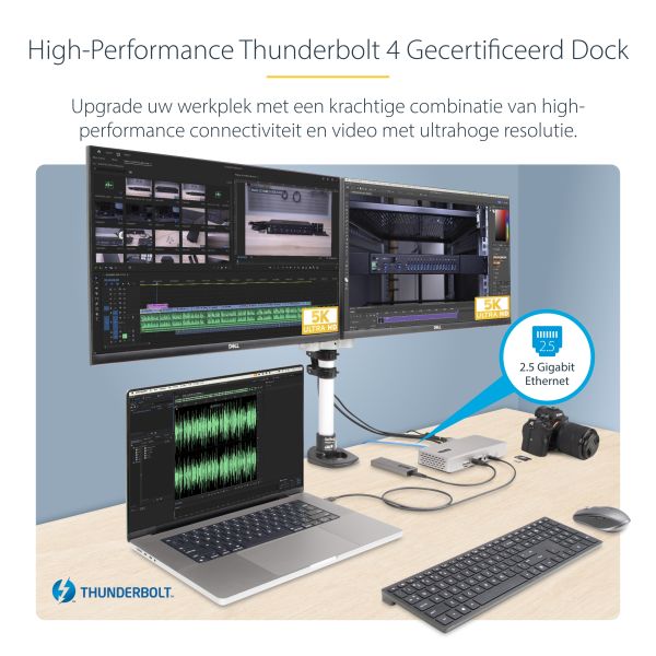 StarTech.com Universeel USB4 &amp; Thunderbolt 4 Docking Station, Quad Display op Windows, Dual Display op MacBook, HDMI DP Dock met 100W Laptop Charging (132UE-TB4USB4DOCK)