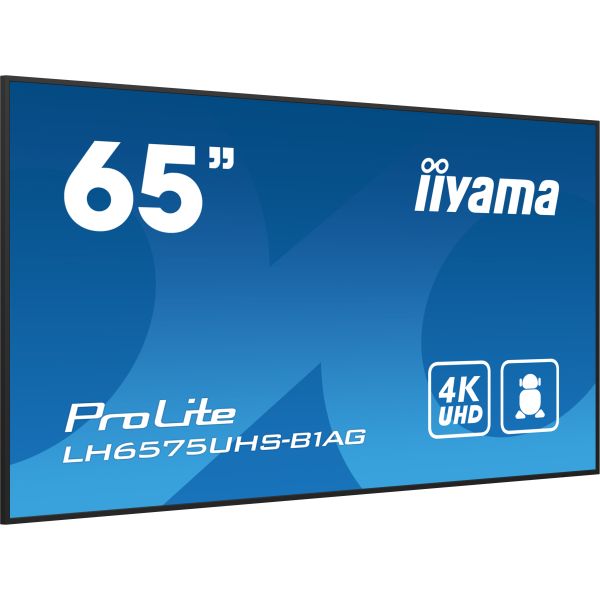 iiyama ProLite Digitale signage flatscreen 163,8 cm (64.5") LCD Wifi 500 cd/m² 4K Ultra HD Zwart Type processor Android 11 24/7 (LH6575UHS-B1AG) iiyama ProLite Digitale signage flatscreen 163,8 cm (64.5") LCD Wifi 500 cd/m² 4K Ultra HD Zwart Type processor Android 11 24/7 (LH6575UHS-B1AG)