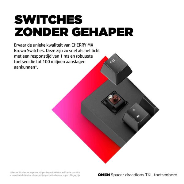 HP OMEN Spacer Draadloos TKL Toetsenbord (9BU31AA#ABB)
