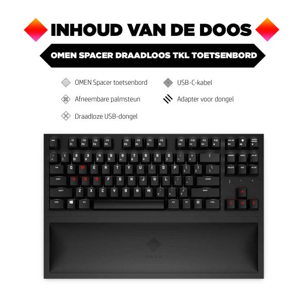 HP OMEN Spacer Draadloos TKL Toetsenbord (9BU31AA#ABB)