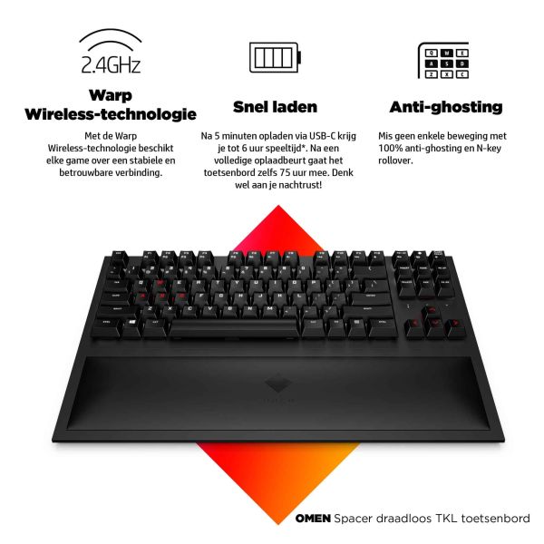 HP OMEN Spacer Draadloos TKL Toetsenbord (9BU31AA#ABB)
