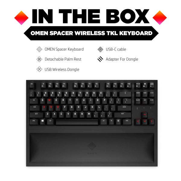 HP OMEN Spacer Draadloos TKL Toetsenbord (9BU31AA#ABB)