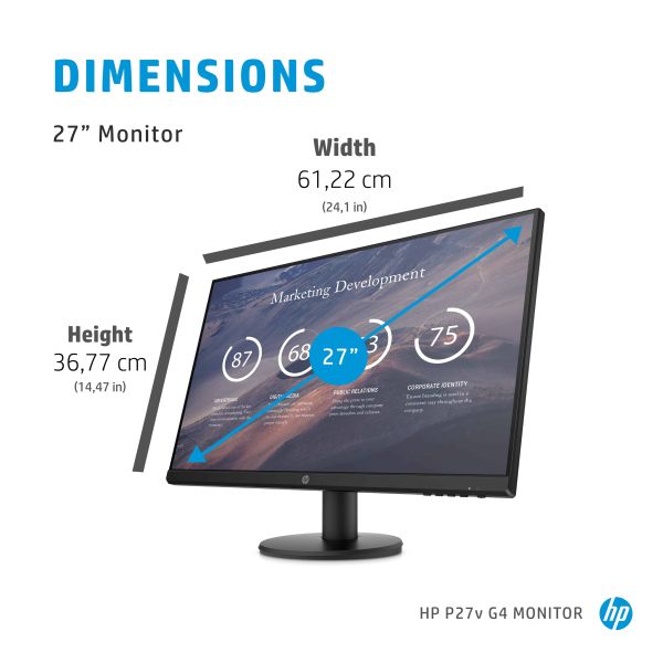 HP P27v G4 68,6 cm (27") 1920 x 1080 Pixels Full HD LCD Zwart (9TT20AA#ABB)