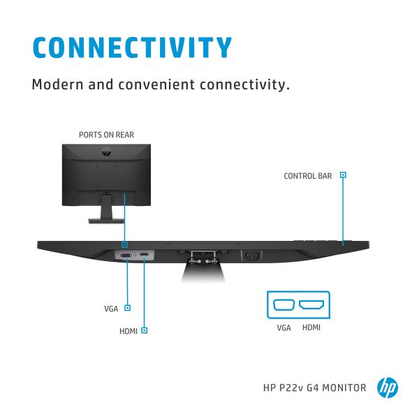 HP P22v G4 54,6 cm (21.5") 1920 x 1080 Pixels Full HD Zwart (9TT53AA#ABB)