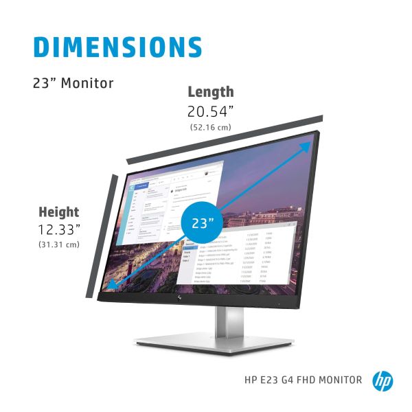 HP E-Series E23 G4 58,4 cm (23") 1920 x 1080 Pixels Full HD LCD Zwart, Zilver (9VF96AA)