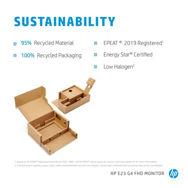 HP E-Series E23 G4 58,4 cm (23") 1920 x 1080 Pixels Full HD LCD Zwart, Zilver (9VF96AA#ABB)